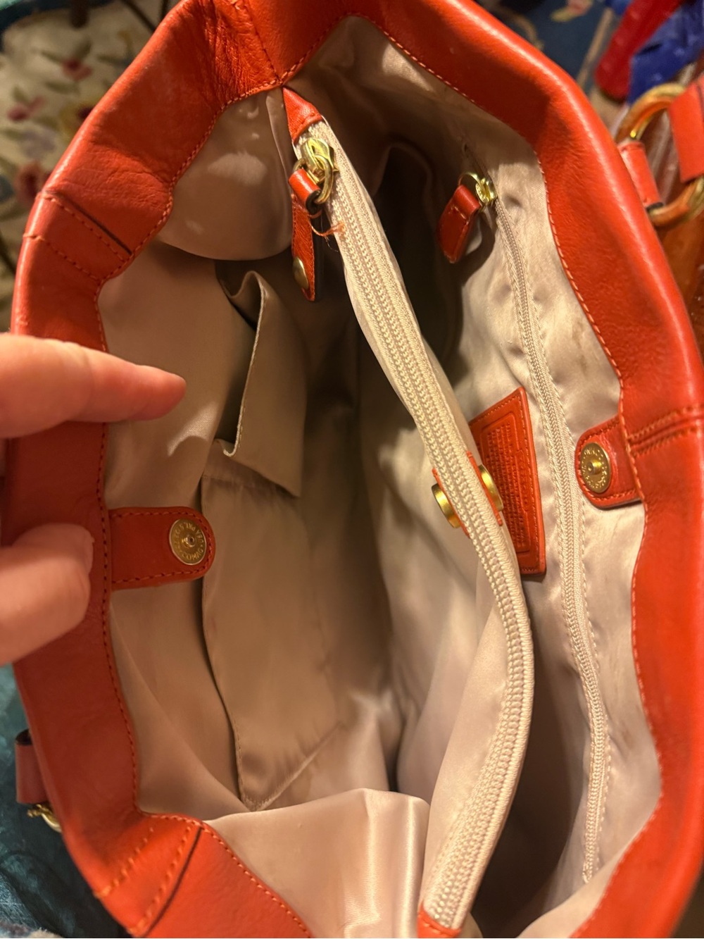 Coach Red Leather Shoulder Tote with Gold Hardware - Picture 3 of 5